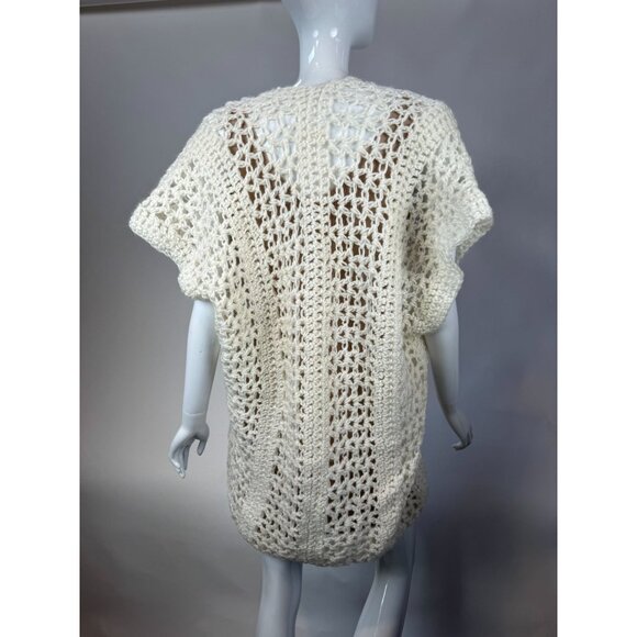 Handmade Crochet Vintage Vest  OS Cream  Crochet Polyester Blend - Picture 2 of 16